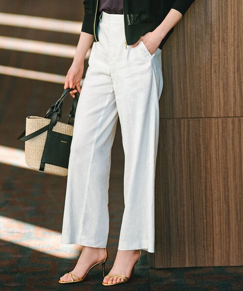 23区【CLASSY.6月号掲載/洗える】リネンレーヨンストレッチ ワイドパンツ 23区 パンツ 「CLASSY.6月号掲載/洗える」リネンレーヨン