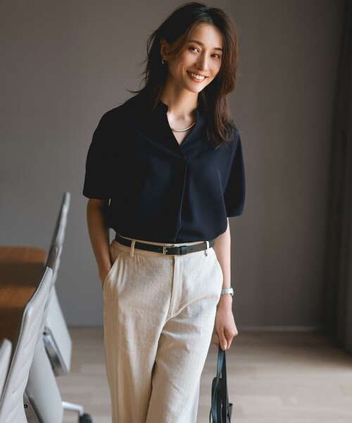 ワイドパンツ パンツ 「CLASSY.6月号掲載/洗える」リネンレーヨン