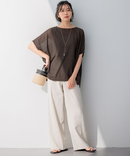 ワイドパンツ パンツ 「CLASSY.6月号掲載/洗える」リネンレーヨン