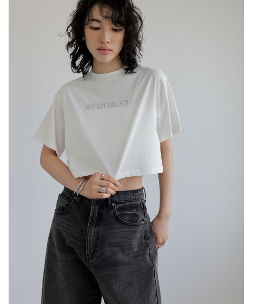 美品 CELINE スパンコールロゴTシャツ ストレッチ素材 Re:EDIT tシャツ 「着た瞬間ひんやり」「接触冷感」「UVカット