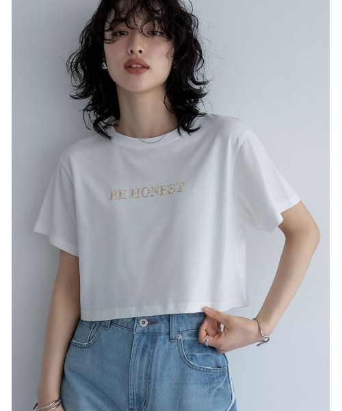美品 CELINE スパンコールロゴTシャツ ストレッチ素材 スパンコール Tシャツ CELINE(セリーヌ) レディース - 海外通販