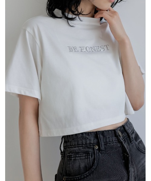 美品 CELINE スパンコールロゴTシャツ ストレッチ素材 CELINE - CELINE セリーヌ 16 EMBROIDERED T-SHIRT IN JERSEY
