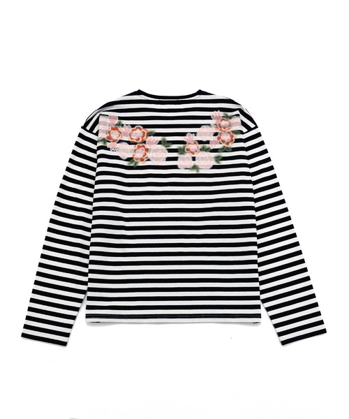 tシャツ 「Little sunny bite」 floral stripe long tee レディース メンズ Little sunny bite tシャツ /Little bite/floral stripe long