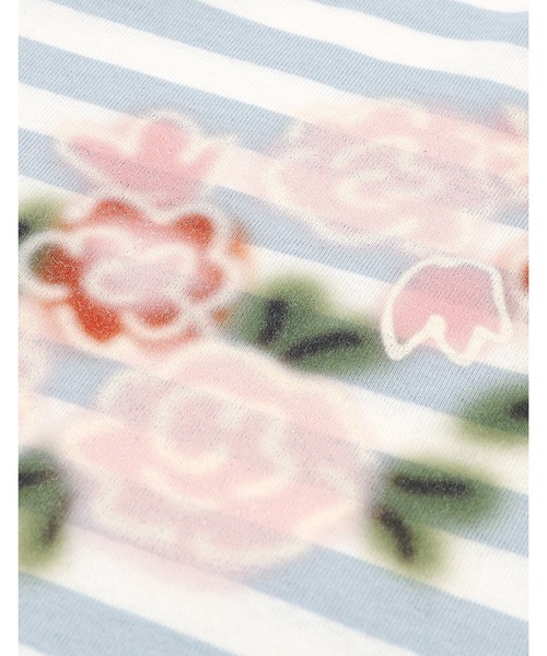 tシャツ 「Little sunny bite」 floral stripe long tee レディース メンズ Little sunny bite tシャツ /Little bite/floral stripe long