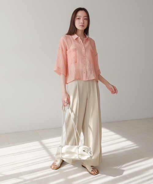 BAB ブラウス シャツ シアーショートシャツブラウス レディース