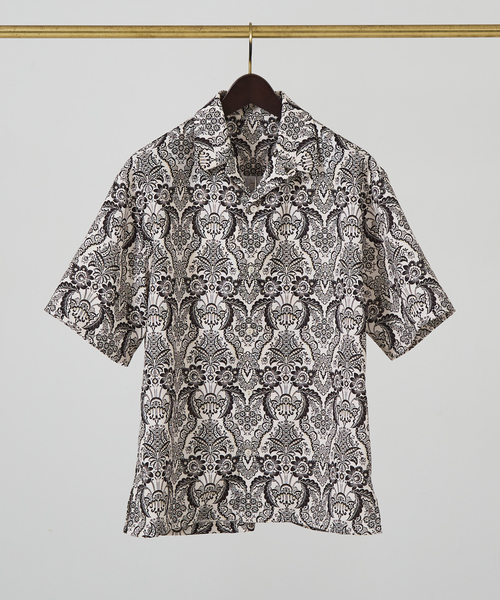 コムデギャルソン 半袖 シャツ 総柄 プリント コムデギャルソンCOMME des GARCONS ポリフロントバロック柄