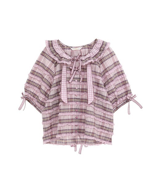 【PINK HOUSE】M～L相当ギンガムチェックキャミソール ピコフリルリボン PINK HOUSE】M～L相当ギンガムチェックキャミソール ピコフリル