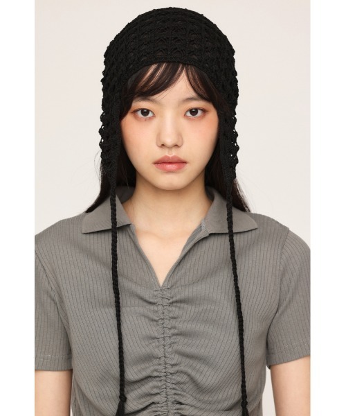 【ENTO】【未使用】ヘリンボーンスキッパーワンピース（98オフブラック） SLY ワンピース SHIRRING SKIPPER OP シャーリング スキッパー