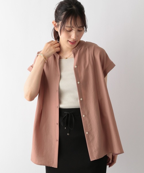 パラスパレス 　フレンチスリーブ　ブラウス マルチカラー 　バックボタン　シャツ パラスパレス フレンチスリーブ ブラウス マルチカラー バック