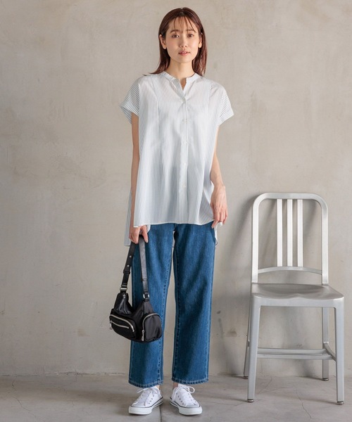 【GUMZZI】プリーツノースリーブブラウスパンツセットto28859 GUMZZI］プリーツトップス×パンツ2点セットアップto24585