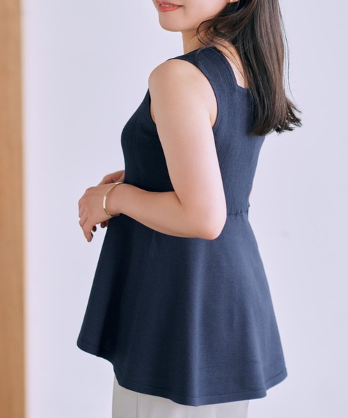 ニット セーター フィッシュテールペプラムノースリニットトップス「低身長・小柄女性」 レディース フィッシュテールペプラムノースリニットトップス | 小柄・低