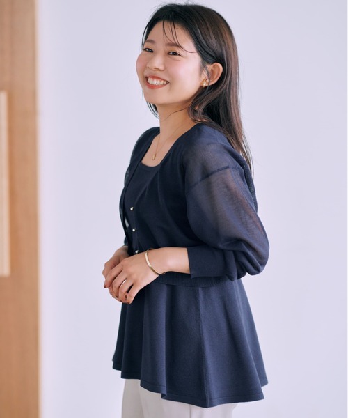 ニット セーター フィッシュテールペプラムノースリニットトップス「低身長・小柄女性」 レディース ニット セーター フィッシュテールペプラムノースリニット
