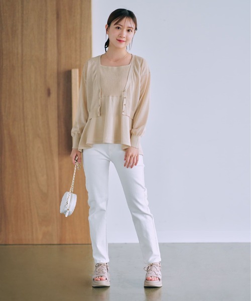 ニット セーター フィッシュテールペプラムノースリニットトップス「低身長・小柄女性」 レディース ニット セーター フィッシュテールペプラムノースリニット