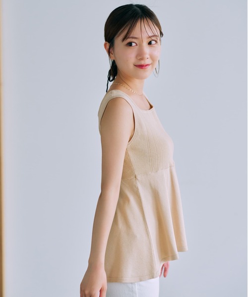ニット セーター フィッシュテールペプラムノースリニットトップス「低身長・小柄女性」 レディース フィッシュテールペプラムノースリニットトップス | 小柄・低
