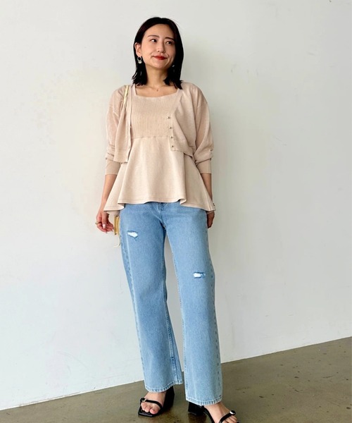 ニット セーター フィッシュテールペプラムノースリニットトップス「低身長・小柄女性」 レディース フィッシュテールペプラムノースリニットトップス | 小柄・低