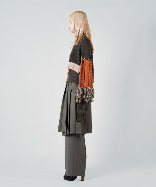 ニット セーター Wizzard ウィザード / PATCHWORK KNIT パッチワークフリンジニット / W24AW-KN03W レディース Wizzard ニット セーター ウィザード / PATCHWORK KNIT パッチ