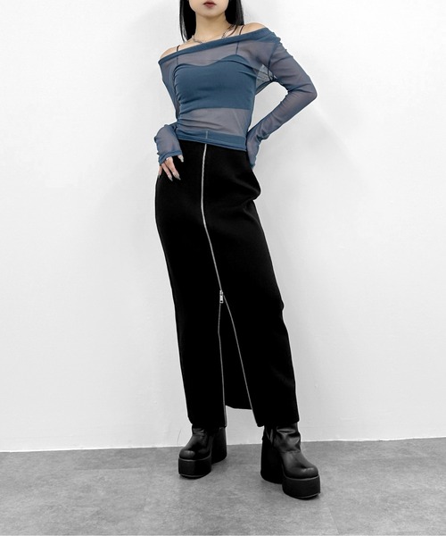 tシャツ シアーオフショルダートップス レディース LVEU. tシャツ 「LVEU.」シアーオフショルトップス / トップス