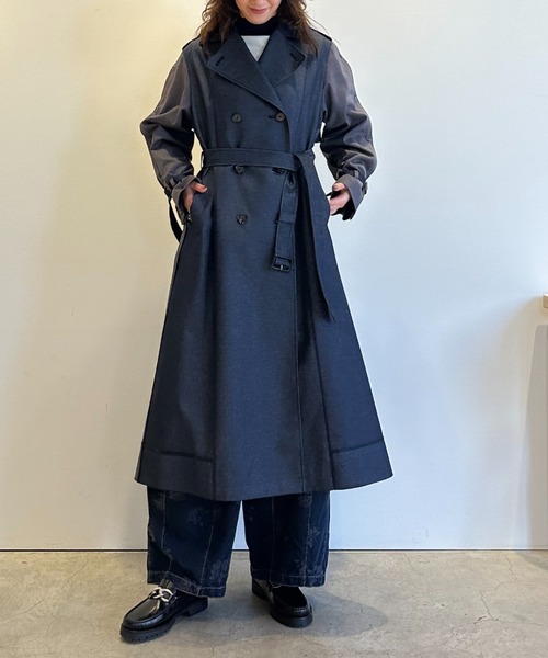 品質は非常に良い LOVELESS トレンチコート コート デニムライクブロッキング ジャケット・アウター