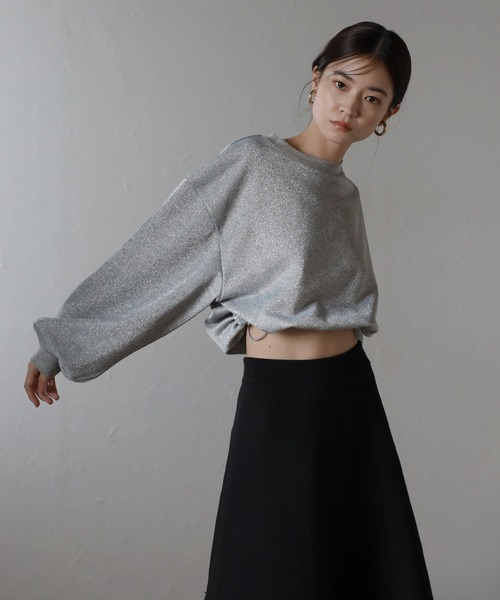 トレーナー スウェット drawstring shiny sweat / ドロストラメスウェット レディース