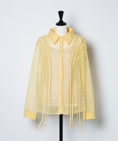 【タグ付き新品】 manana suerte シアーフリルシャツ 完売品 タグ付き新品】 manana suerte シアーフリルシャツ 完売品