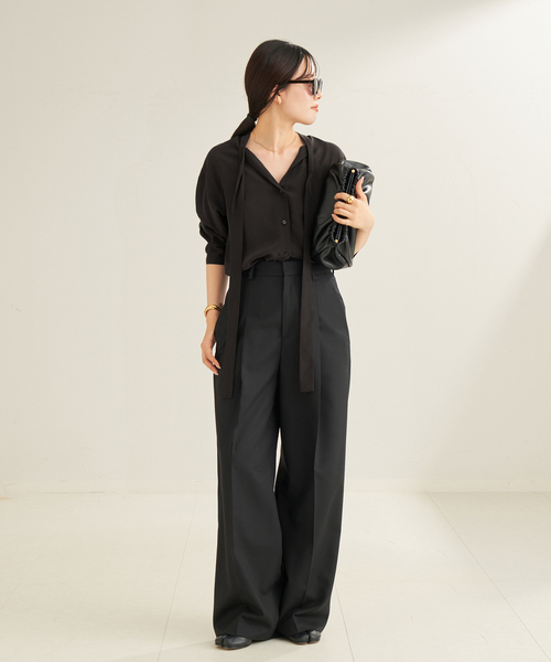 plage ブラウス シャツ SILK RAYON BOW レディース : ZOZOTOWN