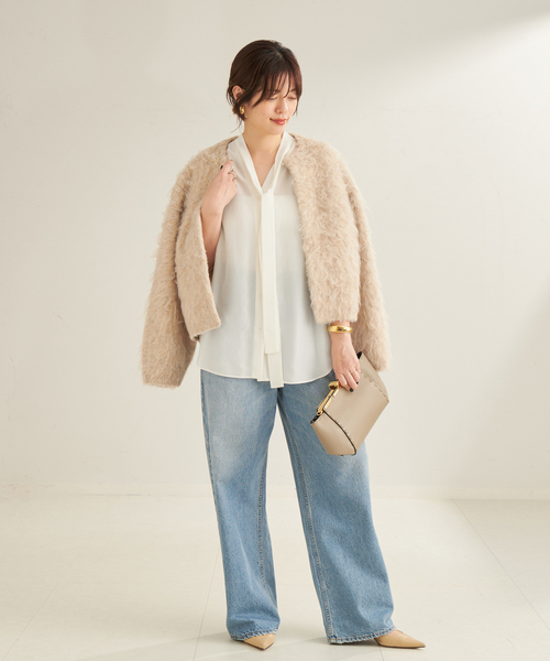 plage ブラウス シャツ SILK RAYON BOW レディース : ZOZOTOWN
