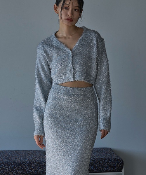 カーディガン LAME KNIT CARDIGAN レディース