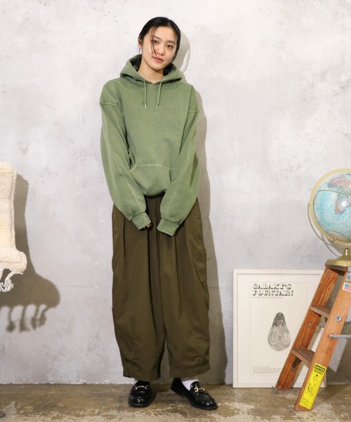 90s JERZEES ジャージーズ オリーブ ジップアップ スウェットパーカー JERZEES（ジャージーズ） パーカー PIGMENT DYE PULL OVER HOODIE
