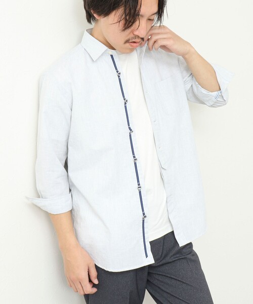 NOLLEY'S シャツ 綿麻パラシュートボタン 7分袖シャツ 25SS