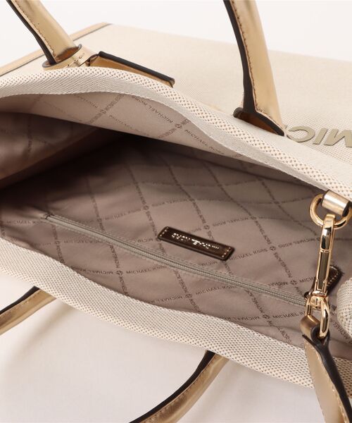 即納【MICHAEL KORS】MIRELLA キャンバス トートバッグ ゴールド MICHAEL KORS トートバッグ MIRELLA メタリック ＆ キャンバス
