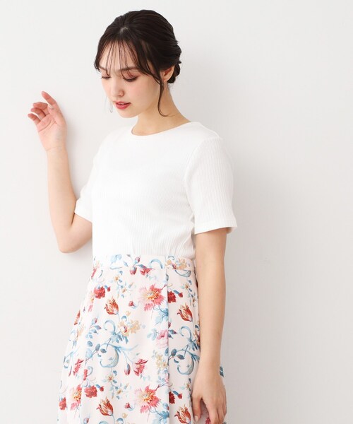 tシャツ 「洗える／ストレッチ」アイレット ベーシックカットソー レディース