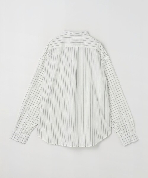green label relaxing Lストライプ 長袖 ノーカラー シャツ green label relaxing シャツ ウォッシャブルトロ ストライプ