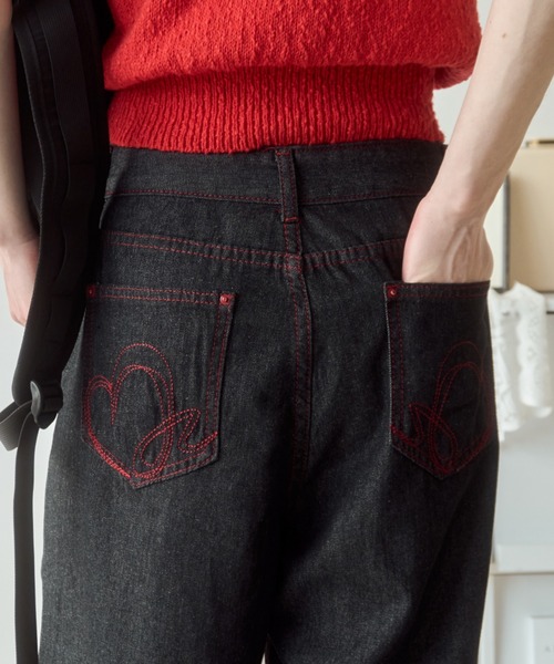 Birthday room ジーンズ デニム デニムパンツ ハート刺繍デニム
