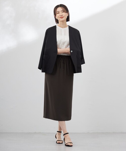美品　ジェイプレス セットアップ ストレッチ　ノーカラー テーパード　洗える J.PRESS ジャケット ノーカラージャケット 「洗える」ストレッチ