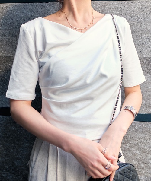 tシャツ ドレープデザイン半袖Tシャツ レディース : ZOZOTOWN