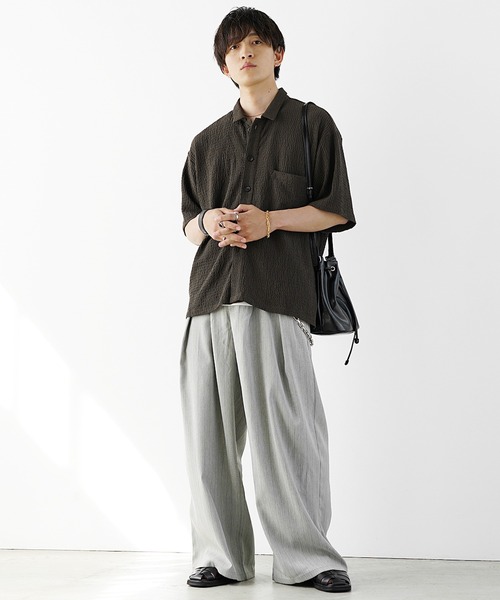 Casper John シャドーストライプバギースラックス Sサイズ ブラック CASPER JOHN（キャスパージョン）の「Shadow stripe baggy