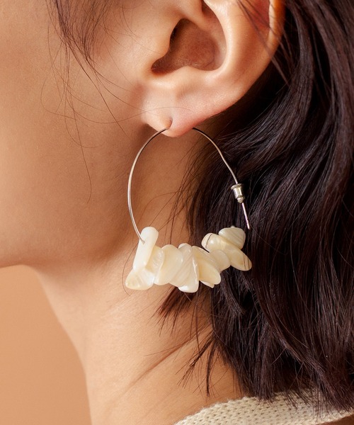anap mimpi（アナップミンピ） ピアス ストーン フープ ピアス 