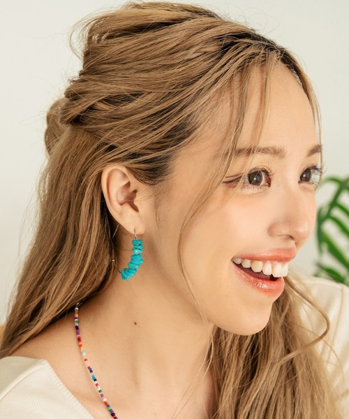 anap mimpi（アナップミンピ） ピアス ストーン フープ ピアス 