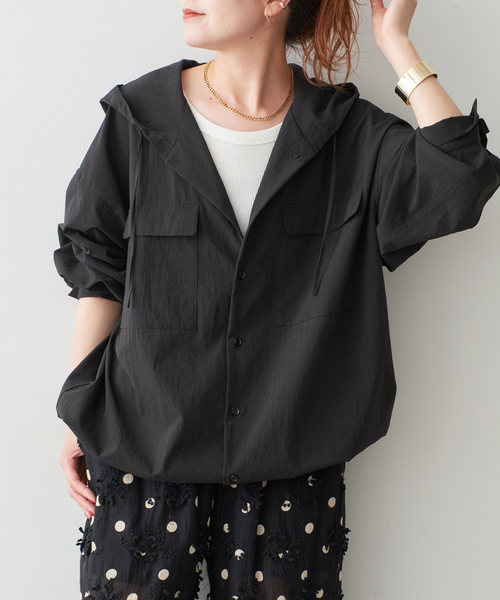 品質が Spick＆Span ブラウス シャツ ドライメッシュフーディールーズ トップス
