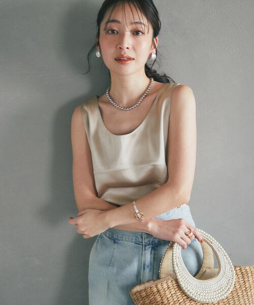 「La boutique BonBon」 ノースリーブブラウス FREE ベージュ レディース