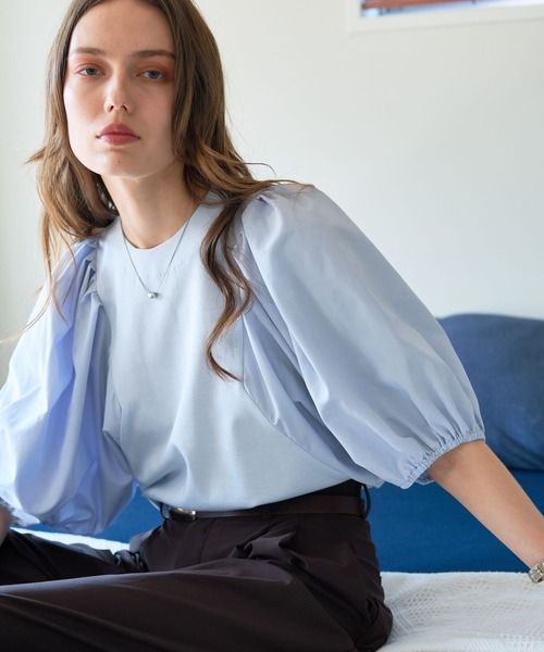 qualite（カリテ） tシャツ タフタスリーブプルオーバー/オフィス