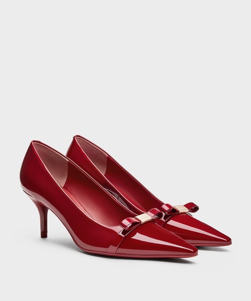 HERMÈS パテントレザー パンプス ボルドー ポインテッドトゥ CHARLES ＆ KEITH（チャールズ&キース） パンプス Dorian ドリアン