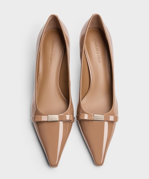 新品 CHARLES & KEITH ドリアン パテントボウポインテッドトゥ CHARLES ＆ KEITH（チャールズ&キース） パンプス Dorian ドリアン