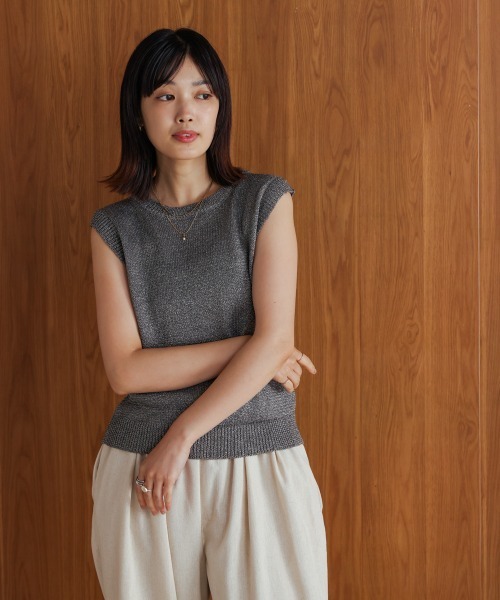 Bou Jeloud（ブージュルード） tシャツ ラメノースリーブニット