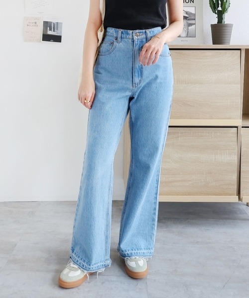 「andme」 「alma design」加工デニムパンツ L ブルー レディース