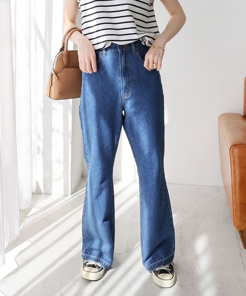 「andme」 「alma design」加工デニムパンツ L ブルー レディース