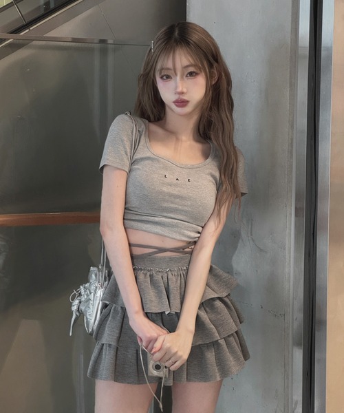 Lae tシャツ サイドシャーリングトップス レディース メンズ