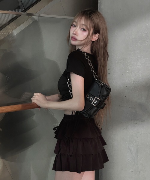 Lae tシャツ サイドシャーリングトップス レディース メンズ
