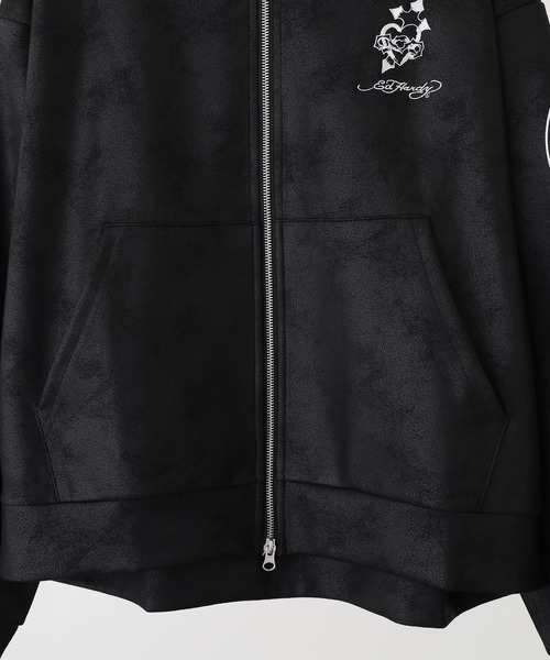 Ed Hardy（エド・ハーディー） パーカー ED HARDY PU風スウェード