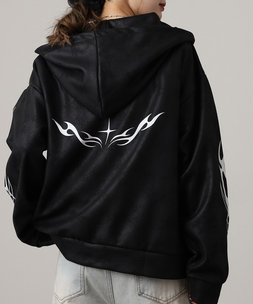 Ed Hardy（エド・ハーディー） パーカー ED HARDY PU風スウェード